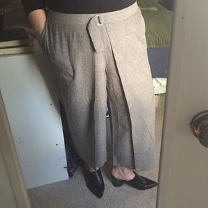 Linen blend pants with front panels